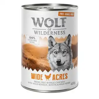 Zooplus 6 x 400 g wide acres scharrelkip wolf of wilderness hondenvoer aanbieding