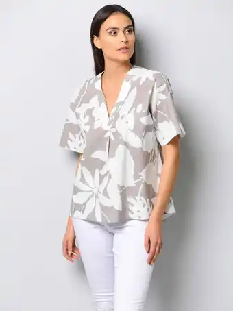 Klingel Blouse met v-hals alba moda taupe/offwhite aanbieding