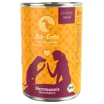 Zooplus 24x400g herrmann's menu graanvrij bio eend met bio zoete aardappel aanbieding