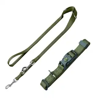 Zooplus Hunter halsband london + hondenlijn london, olijfgroen - vario basic maat m + lijn 200cm/10mm hond aanbieding