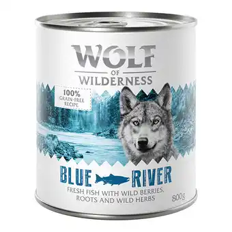 Zooplus Nu tijdelijk €10,- korting! voordeelpakket wolf of wilderness 24 x 800 g - blue river - vis 24 x 800g aanbieding