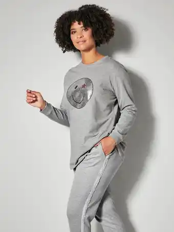 Klingel Sweatshirt met smiley-motief van pailletten angel of style lichtgrijs aanbieding