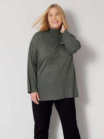 Klingel Trui met hoge opstaande kraag sara lindholm olijf/taupe aanbieding