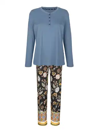 Klingel Pyjama met praktische knoopsluiting ringella rookblauw/zwart aanbieding