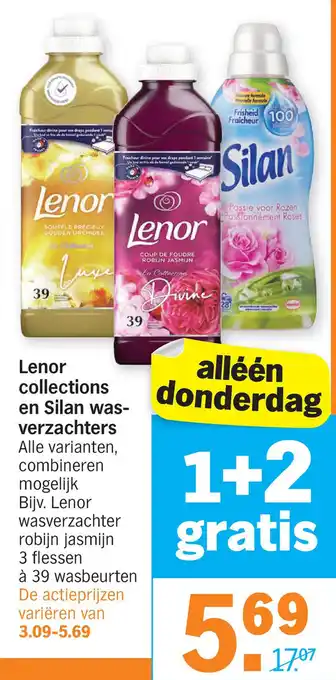 Albert Heijn Lenor collections en Silan wasverzachters aanbieding