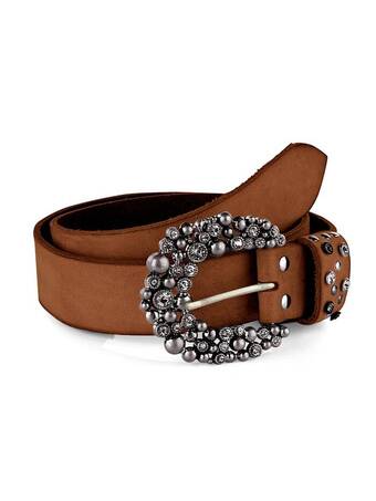 Klingel Riem met siersteentjes mona cognac aanbieding