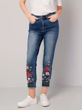 Klingel 7/8-jeans met bloemenborduursel aan de zoom paola blue bleached aanbieding