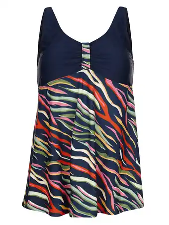 Klingel Tankini met effen buste maritim marine/groen/oranje aanbieding