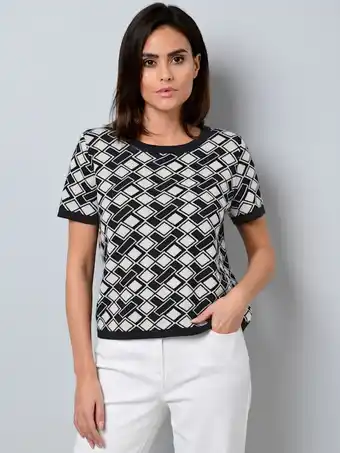Klingel Trui met grafisch patroon alba moda zwart/wit aanbieding
