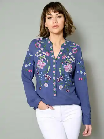 Klingel Blouse met decoratief borduursel alba moda blauw aanbieding