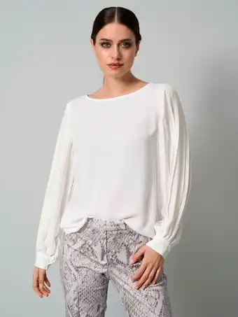 Klingel Blouse met plissémouwen alba moda offwhite aanbieding