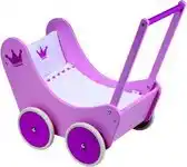 Bol.com Goki poppenwagen roze kroontje met beddengoed 58 x 33 x 52 cm aanbieding