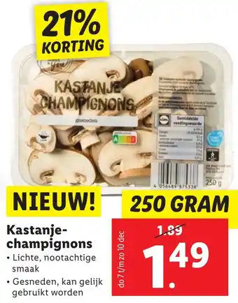 Lidl Kastanje champignons 250 GRAM aanbieding