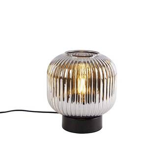 Lampenlicht.nl Art deco tafellamp zwart met smoke glas - karel aanbieding