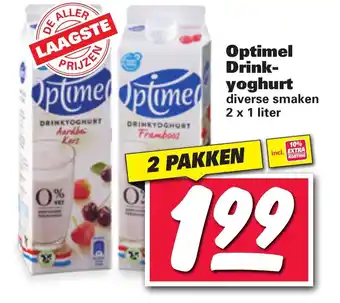 Nettorama Optimel Drink- yoghurt 2x1 liter aanbieding