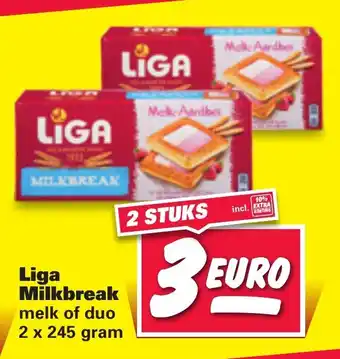 Nettorama Liga Milkbreak melk of duo 2x245 gram aanbieding