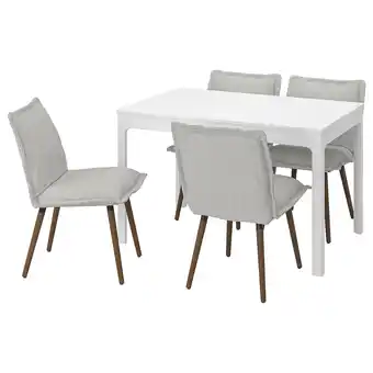 IKEA Ekedalen / klinten tafel en 4 stoelen, wit/kilanda lichtbeige, 120/180 cm aanbieding