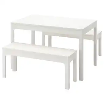 IKEA Ekedalen / ekedalen tafel met 2 banken, wit/wit, 120/180 cm aanbieding