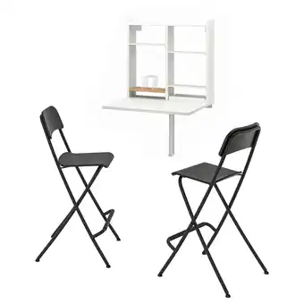 IKEA Norberg / franklin tafel met 2 stoelen, wit/zwart aanbieding