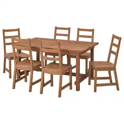 IKEA Nordviken / nordviken tafel met 6 stoelen, antiekbeits/antiekbeits, 152/223x95 cm aanbieding
