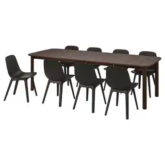 IKEA Strandtorp / odger tafel en 8 stoelen, bruin/antraciet, 150/205/260 cm aanbieding