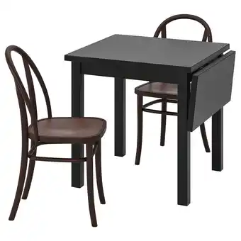 IKEA Nordviken / skogsbo tafel met 2 stoelen, zwart/donkerbruin, 74/104 cm aanbieding