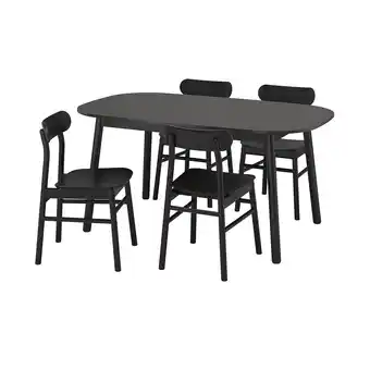 IKEA Vedbo / rönninge tafel en 4 stoelen, zwart/zwart, 160x95 cm aanbieding