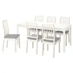 IKEA Ekedalen / ekedalen tafel met 6 stoelen, wit wit/orrsta lichtgrijs, 120/180 cm aanbieding