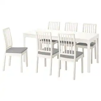 IKEA Ekedalen / ekedalen tafel met 6 stoelen, wit wit/orrsta lichtgrijs, 120/180 cm aanbieding