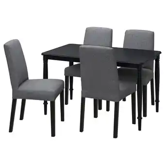 IKEA Danderyd / bergmund tafel en 4 stoelen, zwart/gunnared middengrijs, 130 cm aanbieding