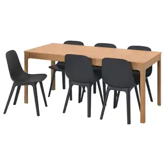 IKEA Ekedalen / odger tafel met 6 stoelen, eiken/antraciet, 120/180 cm aanbieding