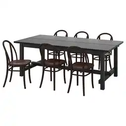 IKEA Nordviken / skogsbo tafel met 6 stoelen, zwart/donkerbruin, 210/289 cm aanbieding