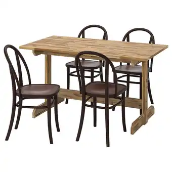 IKEA Nackanäs / skogsbo tafel en 4 stoelen, acacia/donkerbruin, 140 cm aanbieding