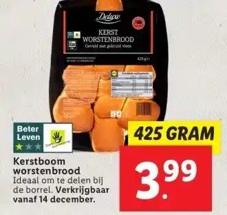 Lidl Kerstboom worstenbrood aanbieding