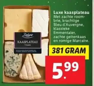 Lidl Luxe kaasplateau aanbieding