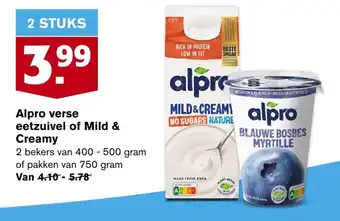 Hoogvliet Alpro verse eetzuivel of Mild & Creamy aanbieding