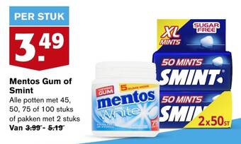 Hoogvliet Mentos Gum of Smint aanbieding