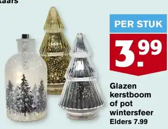 Hoogvliet Glazen kerstboom of pot wintersfeer aanbieding