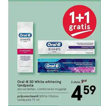 Etos Oral-B 3D White whitening tandpasta 75ml aanbieding