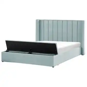 Beliani Bed met opbergruimte fluweel mintgroen 180 x 200 cm noyers aanbieding