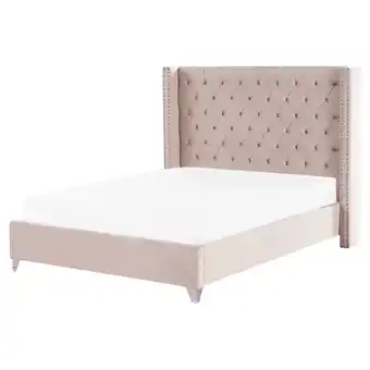 Beliani Bed fluweel licht roze 160 x 200 cm lubbon aanbieding