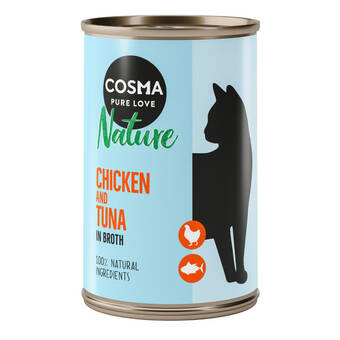Zooplus 12x140g nature kippenborst & tonijn cosma kattenvoer aanbieding