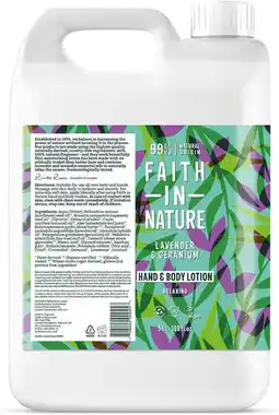 De Online Drogist Faith in nature hand & body lotion lavendel & geranium navulverpakking 5lt aanbieding