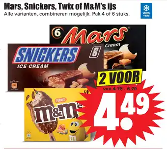 Dirk Mars, Snickers, Twix of M&M's ijs aanbieding