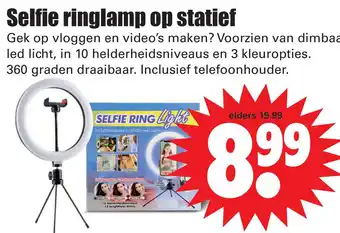 Dirk Selfie ringlamp op statief aanbieding