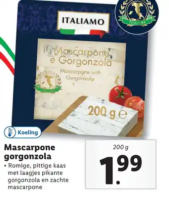 Lidl Mascarpone gorgonzola aanbieding