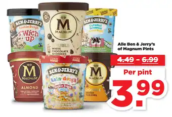 PLUS Alle Ben & Jerry's of Magnum Pints aanbieding