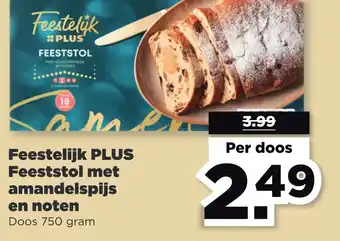 PLUS Feestelijk plus feeststol met amandelspijs en noten aanbieding