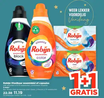 PLUS Robijn vloeibaar wasmiddel of capsules aanbieding