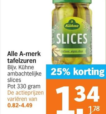 Albert Heijn Alle A-merk tafelzuren 330g aanbieding